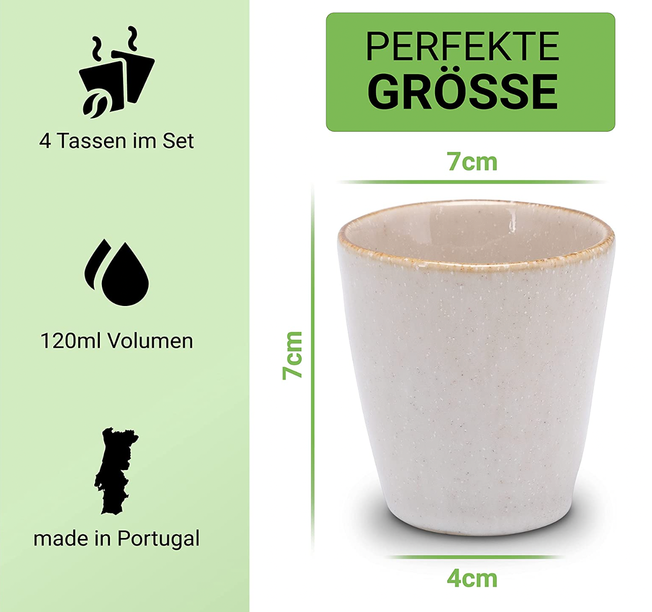 Espressotassen (4x120ml), Farbe Cappuccino